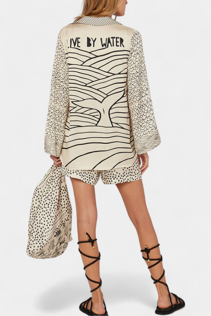 Amalia Πουκαμισένιο Σετ με Στάμπα και Ελαστικό Σορτς