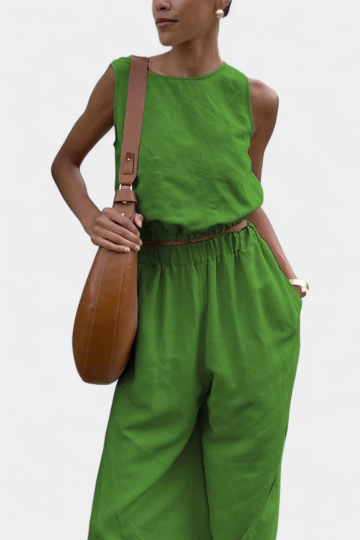 Portia Σετ από Βαμβάκι και Λινό με Πλαϊνό Άνοιγμα