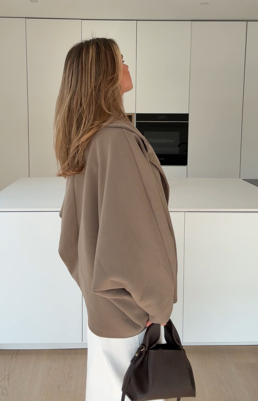 Μπουφάν oversized σε χρώμα κανέλας