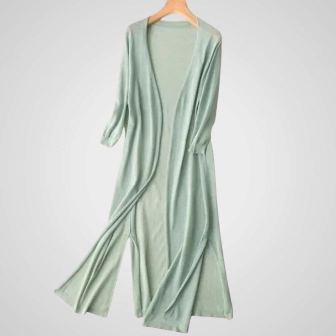 Γουέντι | Γυναικεία Μακρύ Ζακέτα - Ανάλαφρο Knit - 3/4 Μανίκι – Επικάλυψη Απαραίτητο