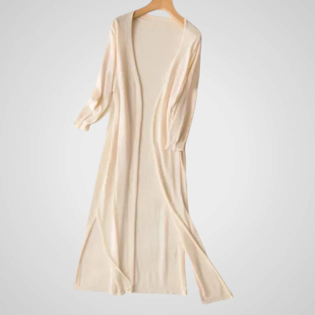 Γουέντι | Γυναικεία Μακρύ Ζακέτα - Ανάλαφρο Knit - 3/4 Μανίκι – Επικάλυψη Απαραίτητο