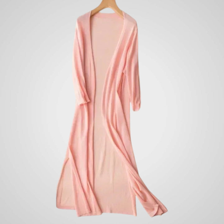 Γουέντι | Γυναικεία Μακρύ Ζακέτα - Ανάλαφρο Knit - 3/4 Μανίκι – Επικάλυψη Απαραίτητο