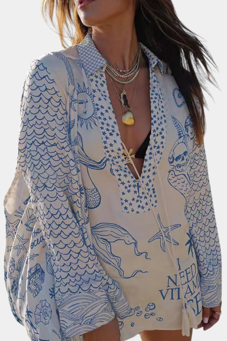 Amalia Πουκαμισένιο Σετ με Στάμπα και Ελαστικό Σορτς