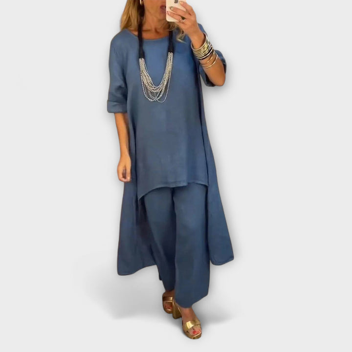 Tabea - Λινό φόρεμα με στρογγυλή λαιμόκοψη