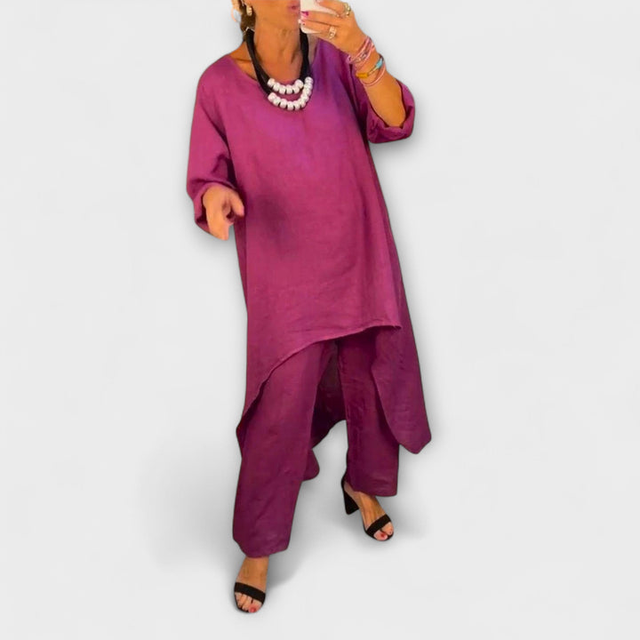 Tabea - Λινό φόρεμα με στρογγυλή λαιμόκοψη