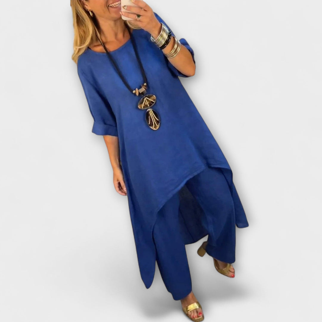 Tabea - Λινό φόρεμα με στρογγυλή λαιμόκοψη