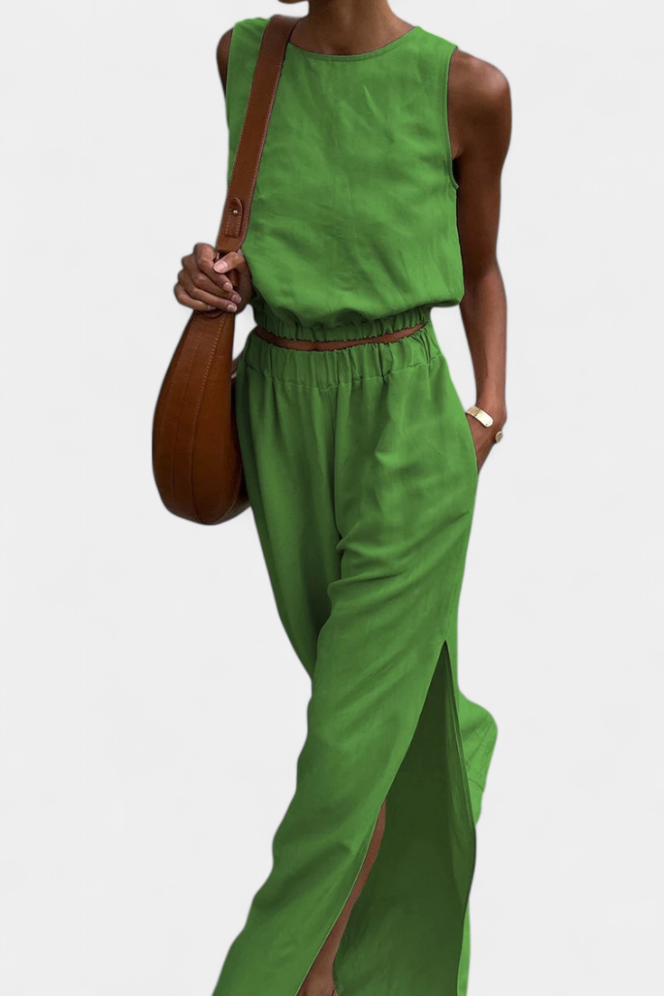 Portia Σετ από Βαμβάκι και Λινό με Πλαϊνό Άνοιγμα