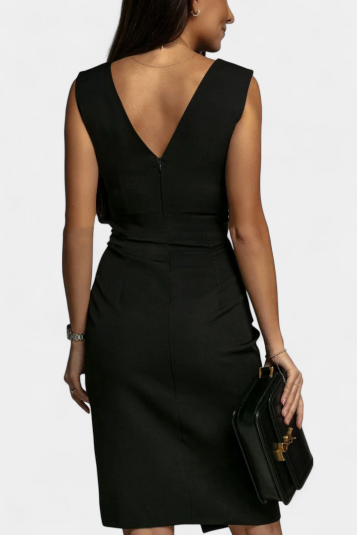 Rosanna Κομψό Φόρεμα Bodycon με Λαιμόκοψη V και Σκίσιμο στο Πλάι