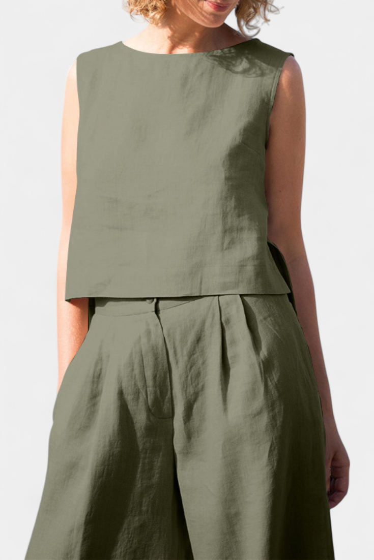 Yvanne Καλοκαιρινό Αμάνικο Σετ Vintage