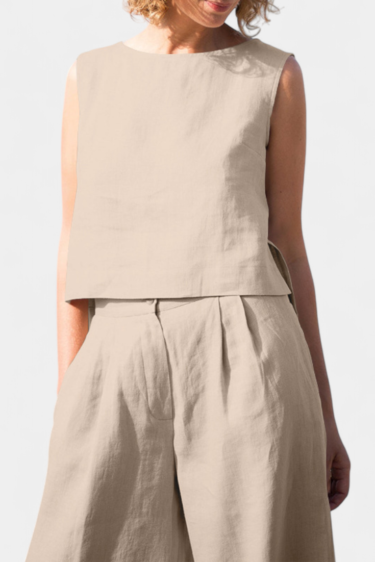 Yvanne Καλοκαιρινό Αμάνικο Σετ Vintage