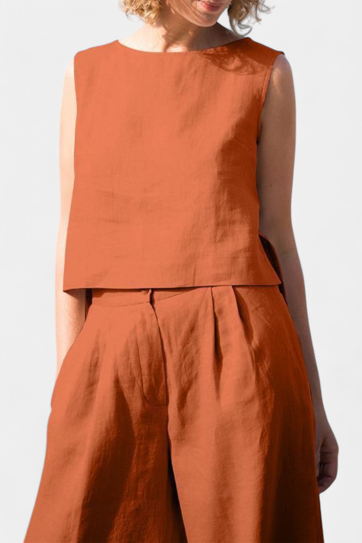 Yvanne Καλοκαιρινό Αμάνικο Σετ Vintage