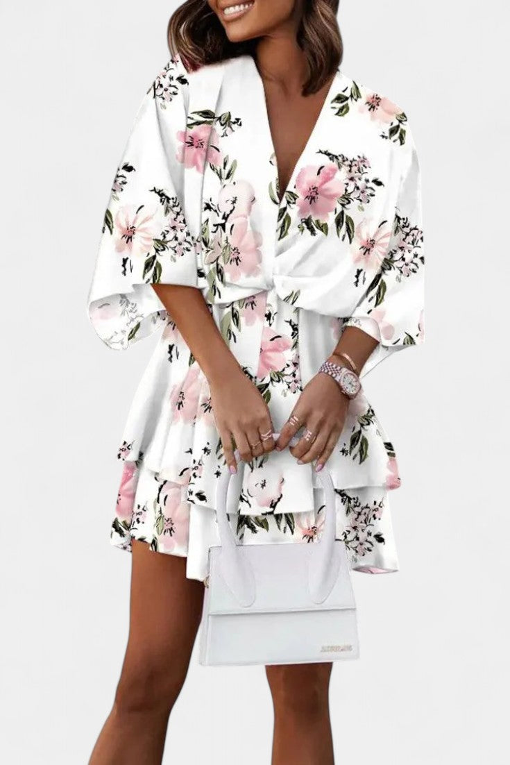 Φόρεμα Eliza Μίνι με μπροστινό κόμπο και βολάν