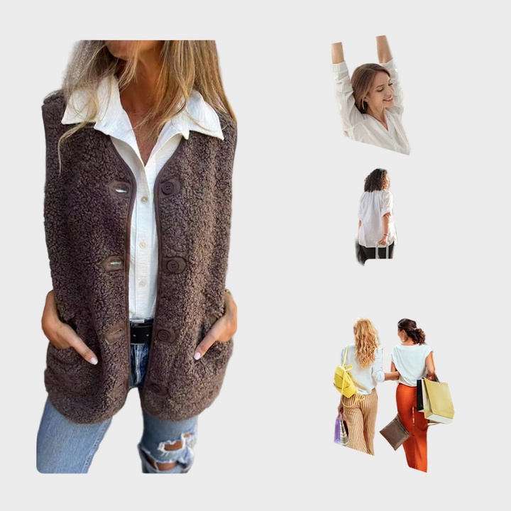 Lynora | Γιλέκο Ζεστό Κοντό με Κουμπιά